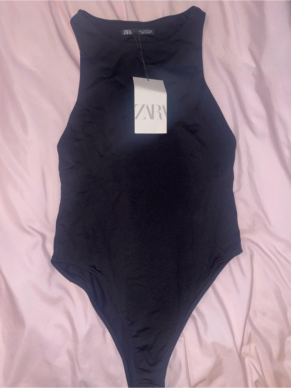 ZARA Black High-Neck One-Piece Swimsuit